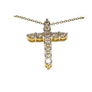 Created White Sapphire Gold-Tone Cross Pendant Necklace With Gift Box